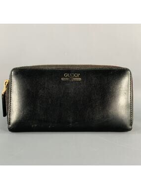 GUCCI Black Leather Zip Wallet